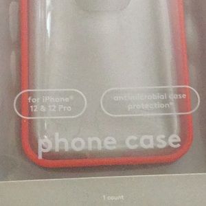 Clear iPhone case 12 & 12 pro orange rubber trim